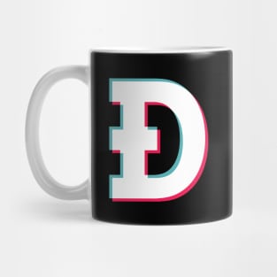 Dogecoin Social Media App blue pink glitch modern typography art gift Mug